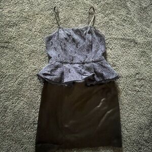 Elegant Blue and Black Peplum Dress